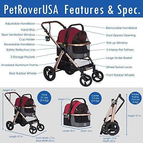 HPZ Pet Rover Prime 3-in-1 Luxury Stroller - Pet Supplies online store