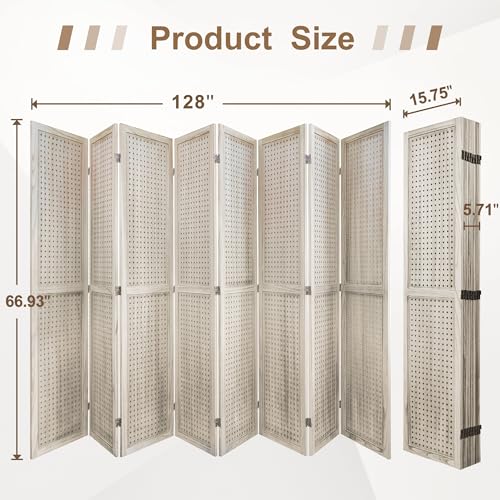 Osparple Room Divider with Shelves 6 Panel Wooden Folding Room Dividers Privacy Screen Wall Divider for Room Separation for Office and Apartment