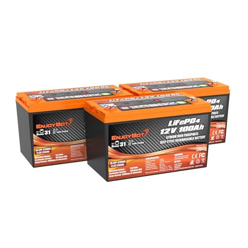 Enjoybot 12V 100Ah LiFePO4 Lithium Battery, BCI Group 31 Lithium Battery with 100A BMS, Low Temp Cut Off Deep Cycle Battery Perfect for Golf Cart, RV