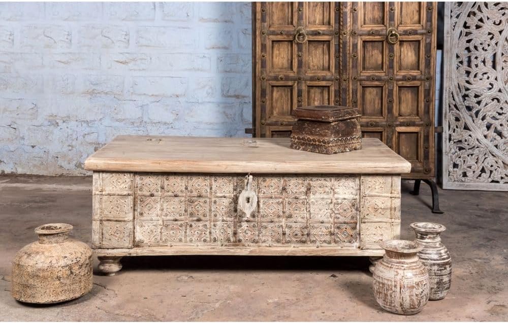 | Hand Carved Pitara Chest Coffee Table | Hand Carved Furniture | Living Room Furniture | Lifestyle Decor Furniture | Cabinet | Sideboard | Furniture