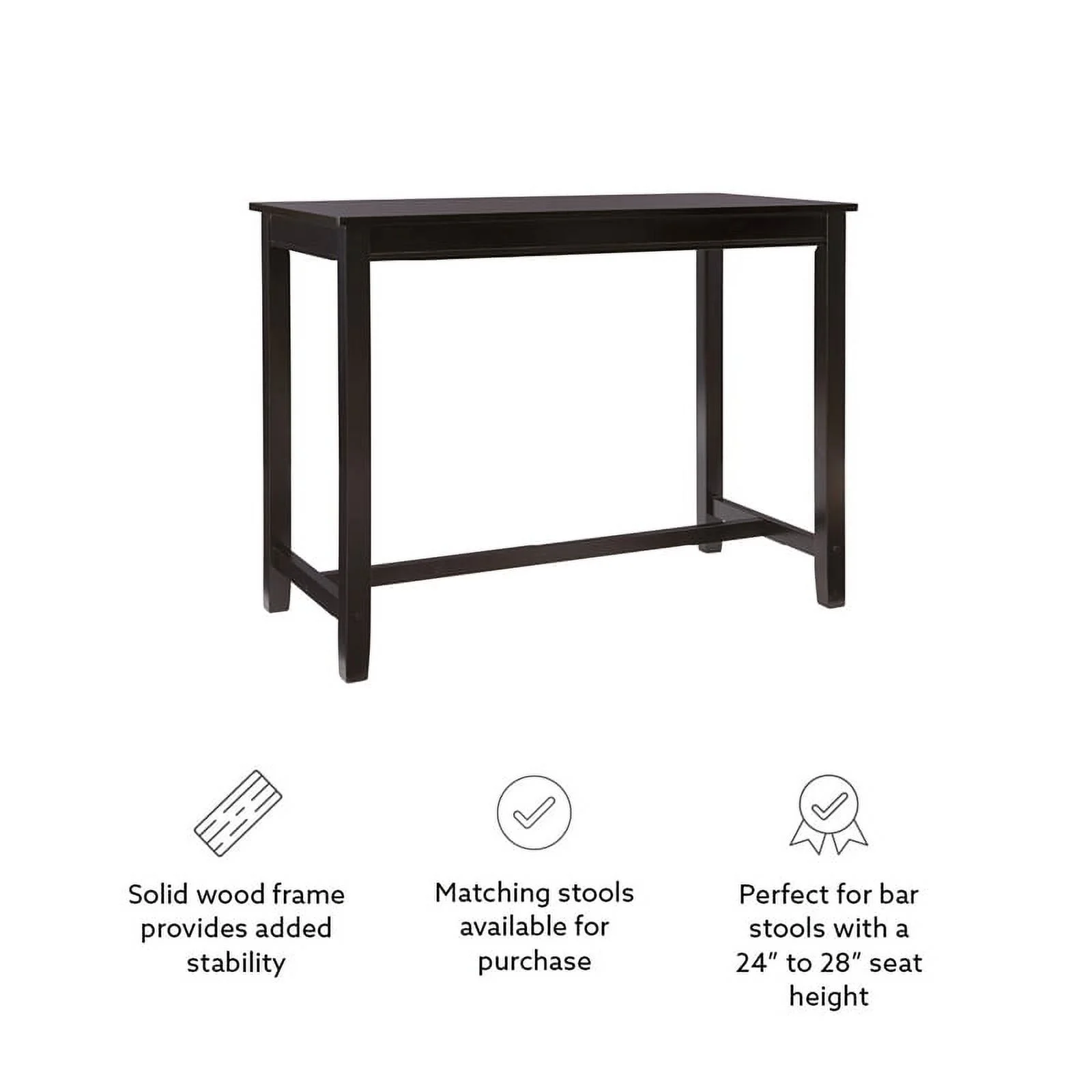 Linon Claridge 36" Wood Counter Height Pub Table in Black