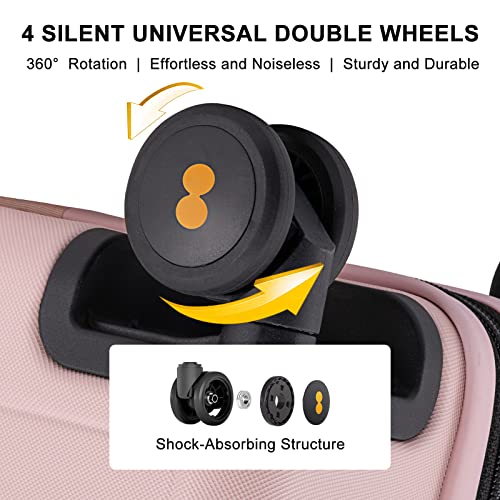 LEVEL8 Hard Shell Carry on Luggage Airline Approved, Carry-on Suitcases with Wheels, Lightweight Luminous Textured Hardside Travel Bag with Tsa Lock