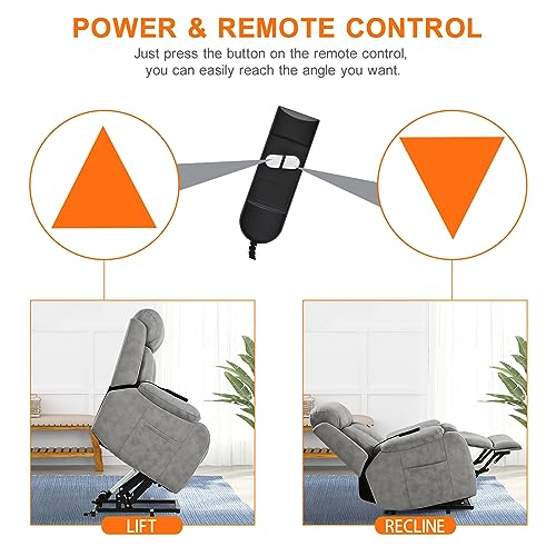 Small Power Lift Recliner for Elderly, Lift Chair Recliners, Electric Recliner Chairs for Seniors, Remote Control, Adjustable, Side Pocket (Navy Blue)