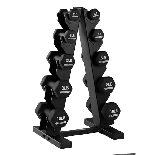 HolaHatha Neoprene Dumbbell Free Hand Weight Set with Rack, Ideal for Home Exercises to Gain Tone and Definition