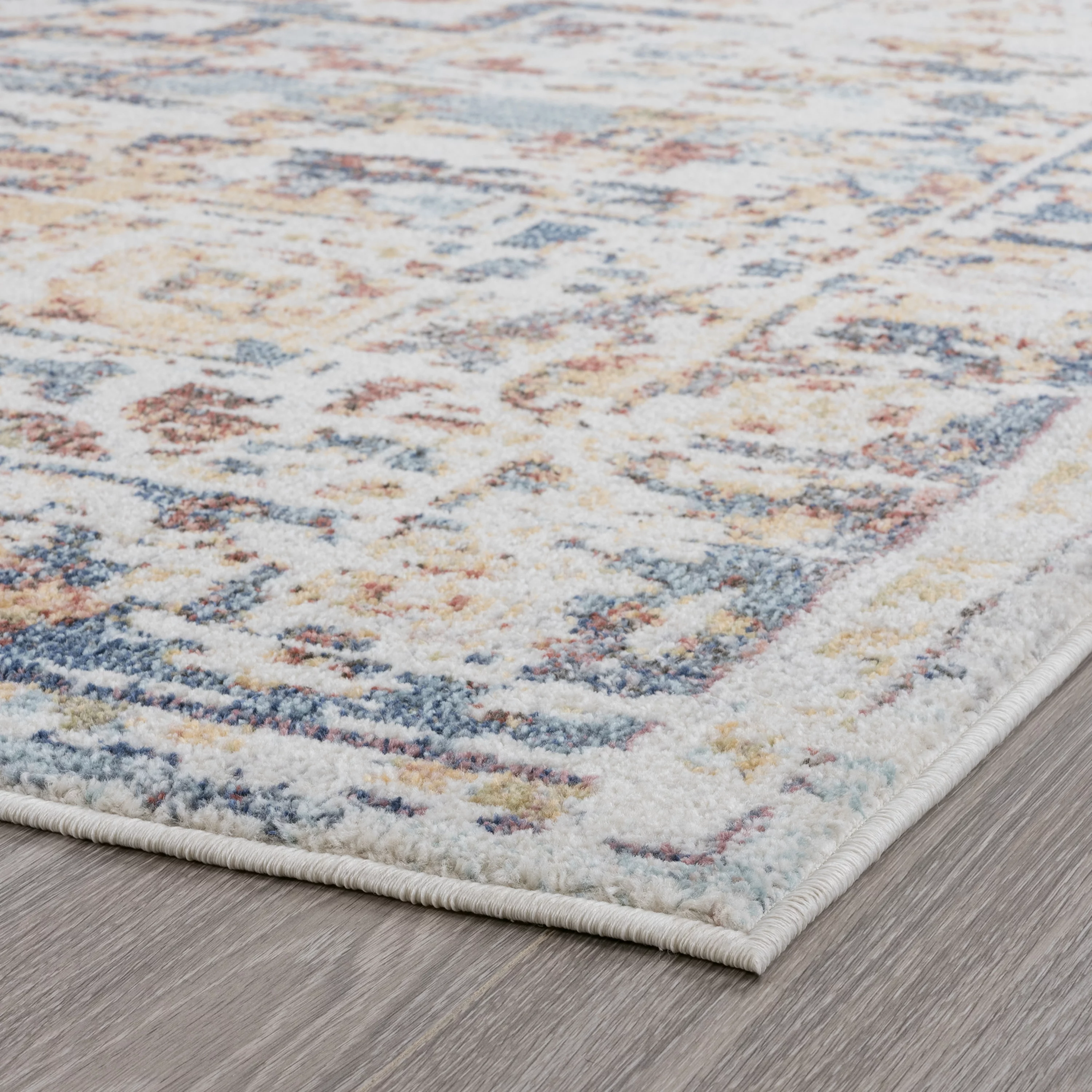 Traditional 5x7 Area Rug (5'3'' x 7'3'') Oriental Navy, Cream Living Room Easy to Clean