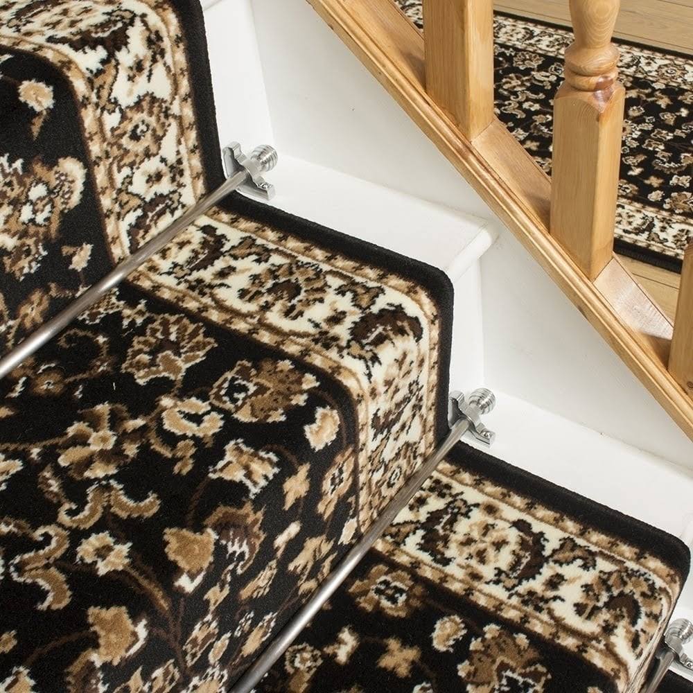 runrug USA Persian Black Stair Carpet Runner Length: 27 foot, WIDT