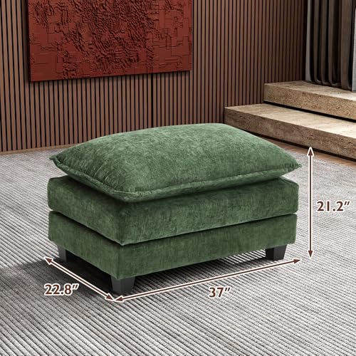 Ihanherry 111.4" U Shaped Modern Cloud Sofa Modular Sectional Couch with 2 Ottoman, 5-Seat Chenille Deep Seat Sofa with Pillow for Living Room
