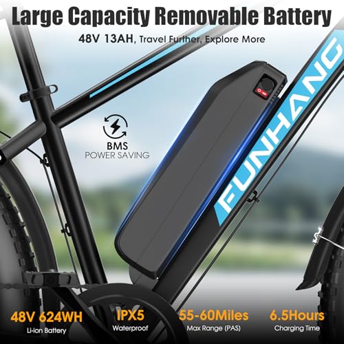 Electric Bike for Adults, Peak 1000W Ebike, 25MPH 60Miles Electric Mountain Bike, 26" Fat Tire Adult Electric Bicycle with 48V 13AH Battery