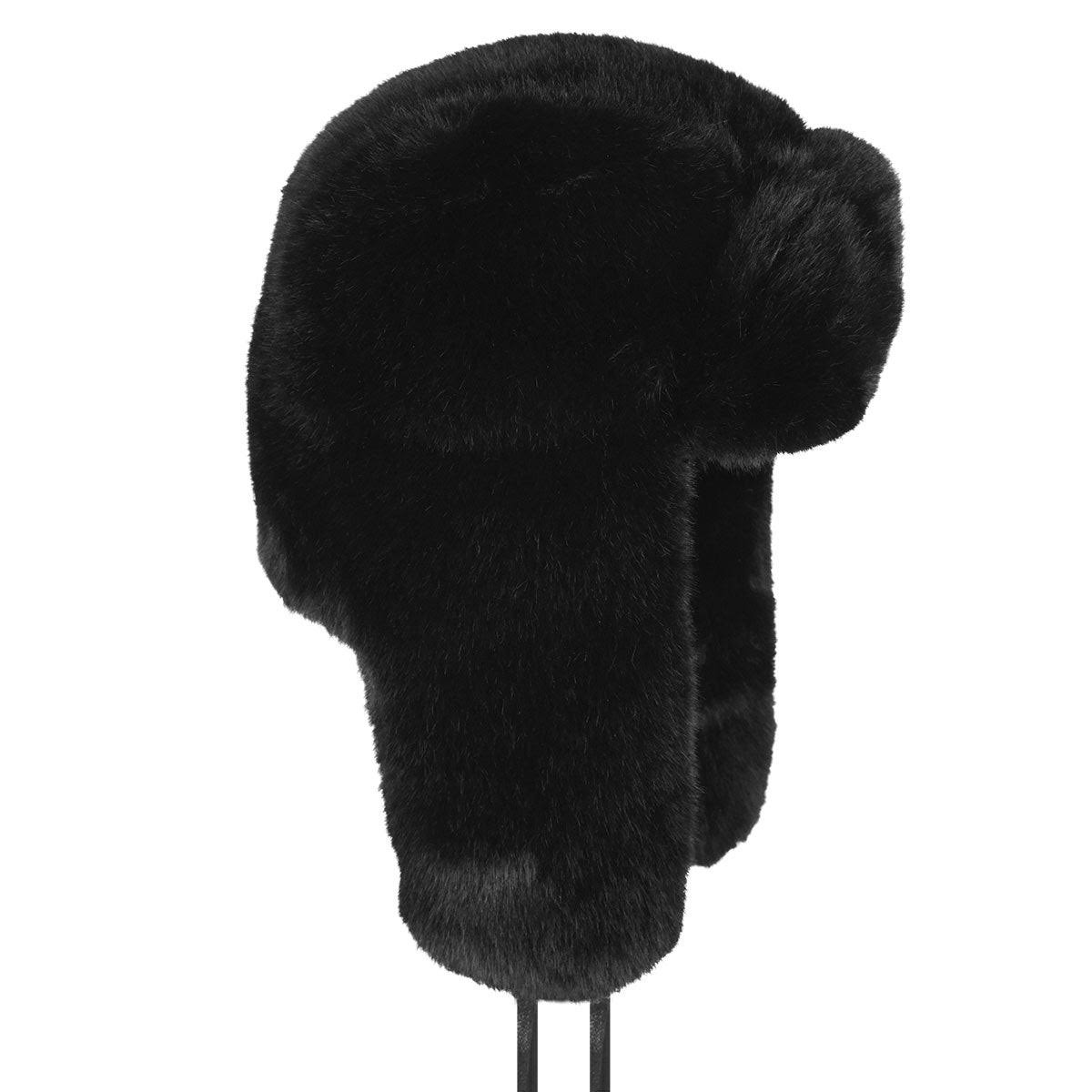 Kangol Faux Fur Trapper Hat Black - Megean