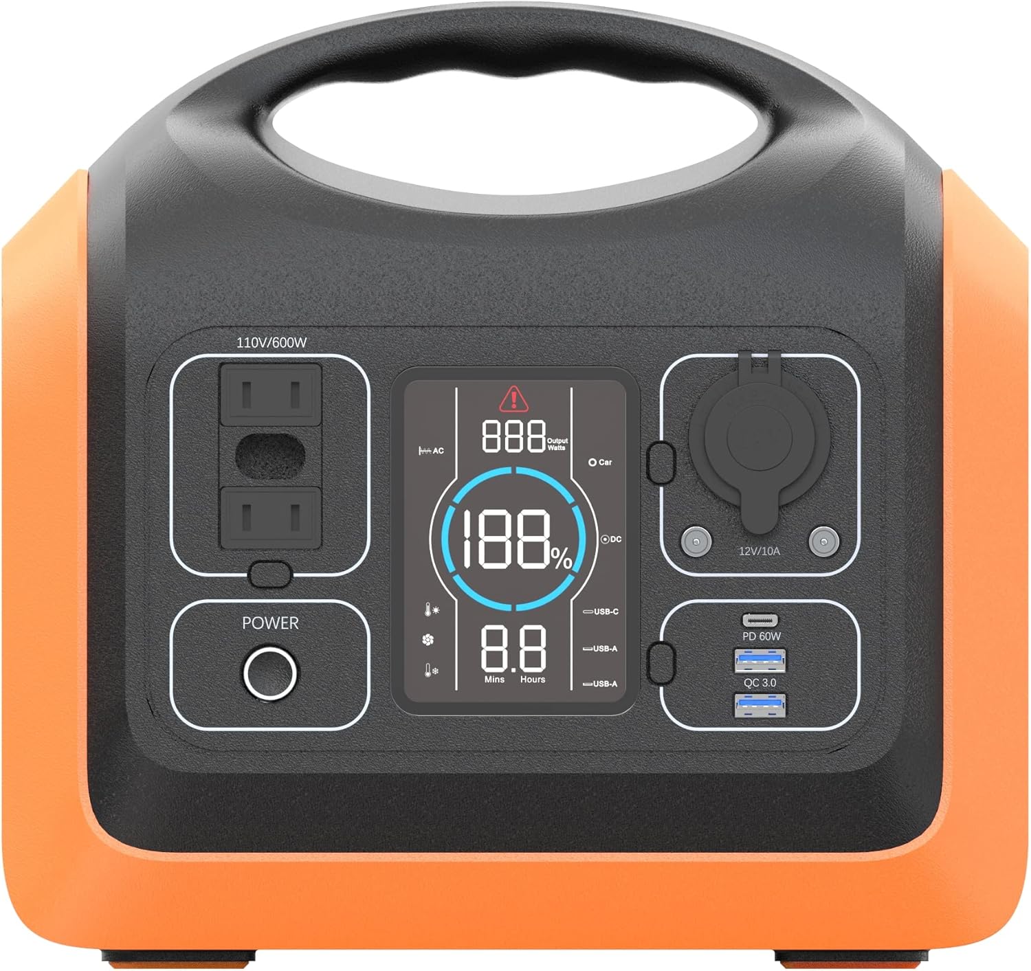 DOEJOY Portable Power Station , 595Wh Backup Lithium Battery Power, 110V/600W Pure Sine Wave AC Outlet/ DC Ports/2 USB Ports/PD 60W
