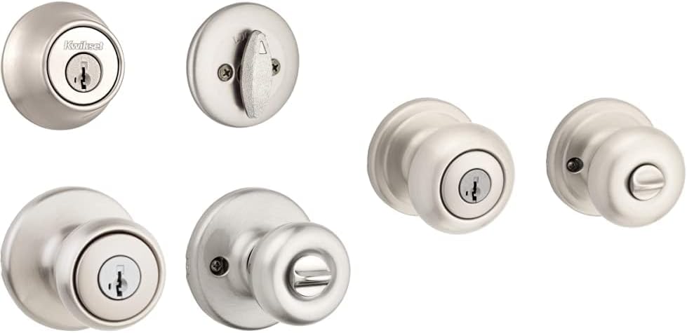 Kwikset 96900-381 690T 15 SMT BBPKG Satin Nickel Tylo Entry Combo Set & Kwikset Contemporary Electronic Keypad Single Cylinder Deadbolt with 1-Touch