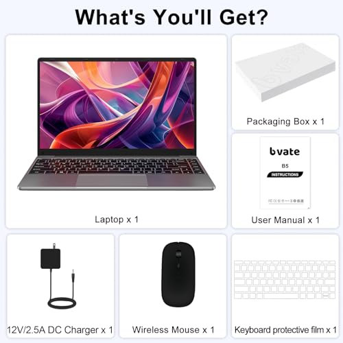 2025 Laptop Computer 14 Inch Win 11 256GB SSD Up to 1TB SSD Expand Laptops Celeron N4020 Up to 2.8Ghz 1920x1080 FHD Dual WiFi BT4.2 with Webcam