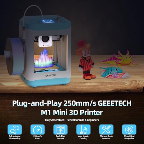 Geeetech 3D Printer for Kids & Beginners, High-Speed Mini 3D Printer, Auto-Leveling, Child-Safe Design