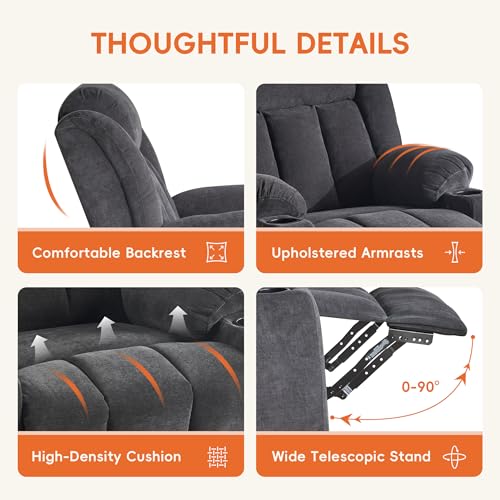 Rocker Swivel Recliner Chair for Adults, Overstuffed Large Manual Recliner Glider with Massage and Heat