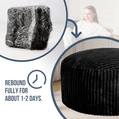 Hobestluk 5ft Bean Bag Chairs for Adults Large Beanbag Chair with Stripe Plush Cover Big Bean Bag Chair for Living Room Bedroom Dorm Office -Black