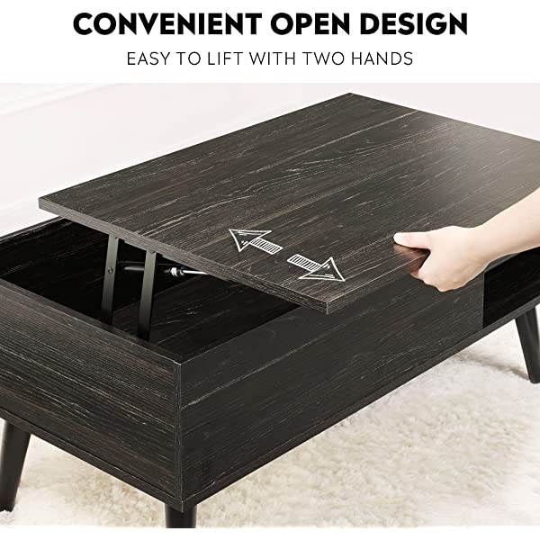 WLIVE Wood Lift Top Coffee Table with Hidden Compartment and Adjustable Storage Shelf, Lift Tabletop Dining Table for Home Living Room, Office
