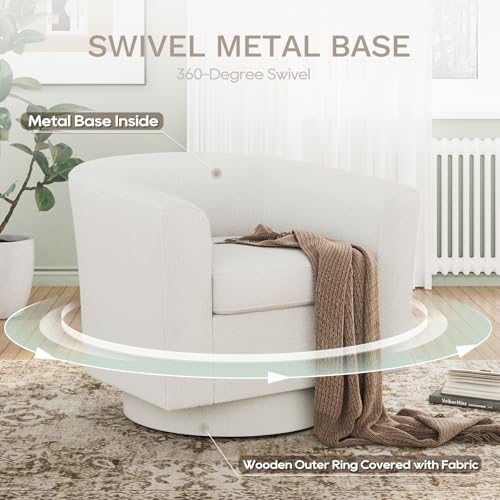 COLAMY Upholstered Swivel Barrel Accent Chair with Ottoman