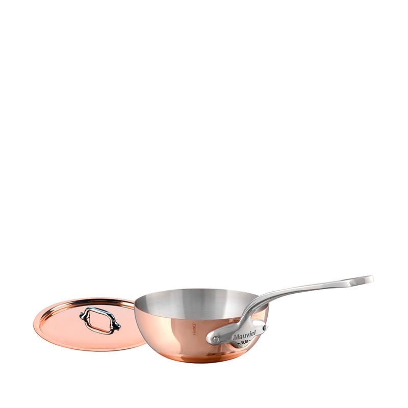 Mauviel M&150s Copper Curved Splayed Saute Pan with Lid, 1.1-Quart