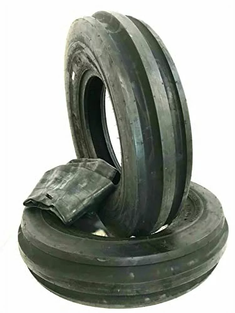 Two Justubes 5.50-16 Tri-Rib 3 Rib Front F2 Tractor Tires & Tubes Heavy Duty 5.50x16