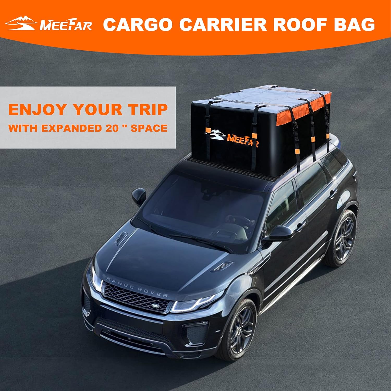 MeeFar Hitch Mount Cargo Carrier Bag Soft Shell 100% Waterproof 20 Cubic Feet (59 24 24) Include 8 Reinforced Straps for Truck Pickup All Vehicle