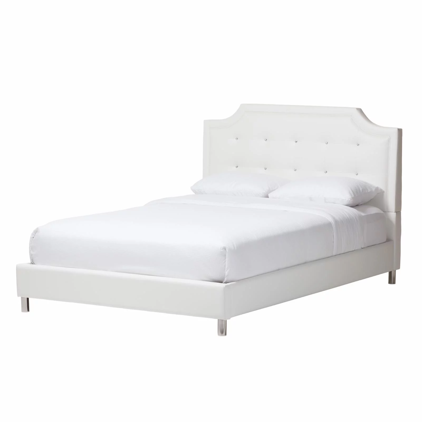 Baxton Studio Carlotta Contemporary Glam White Faux Leather Upholstered King Size 3-Piece Bedroom Set
