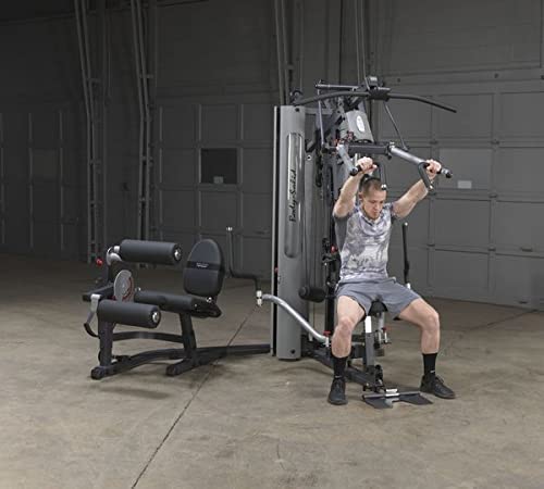 Body-Solid Multi-Station 210lbs Weights Stack Bi-Angular Gym Machine with Leg and Calf Press Attachment, Leg Strength Training Equipment