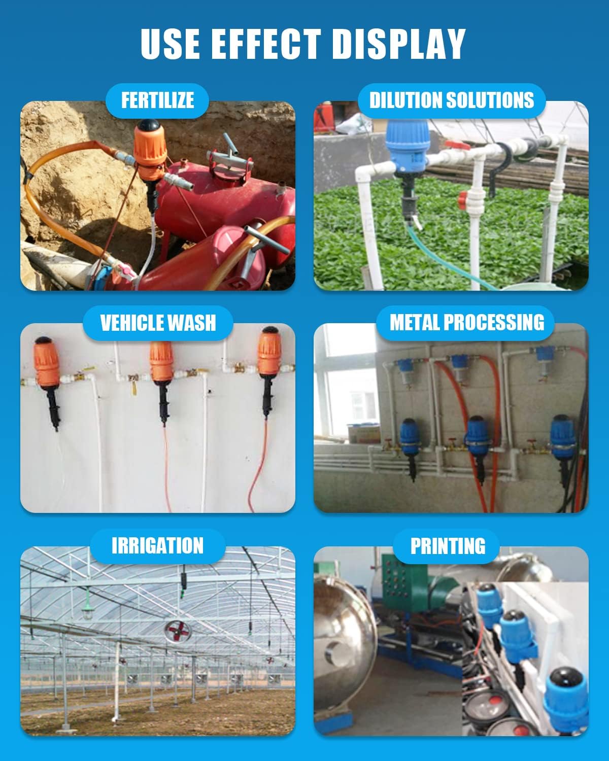 NEWTRY 0.4%-4% Fertilizer Injector for Drip Irrigation Adjustable Water Powered Dosing Pump 3/4" NPT