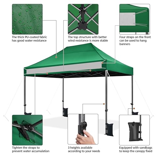 Yaheetech Heavy Duty Pop Up Canopy Tent, 10x20 Commercial Instant Shelter Tent for Wedding, Parties, Adjustable Outdoor Canopy with Wheeled Carry Bag