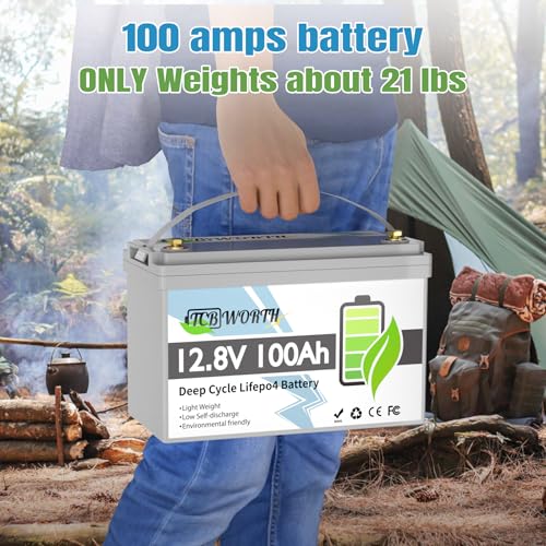12V 100Ah LiFePO4 Battery, Rechargeabel Deep Cycle Lithium Batteries, 100A BMS with Low-Temp Protection, Perfect for RV, Solar, Boat, Marine