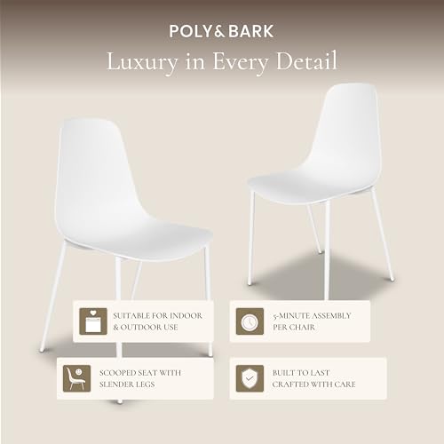 POLY & BARK Isla Modern Kitchen Chairs Set of 4 - Plastic Dining Chair with Metal Legs