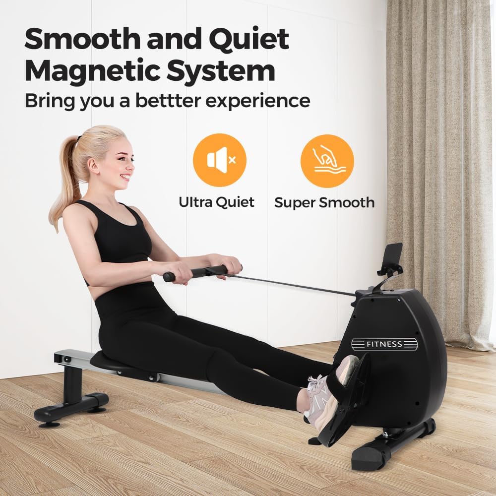 Panana Magnetic Rower Machine Compact Foldable Rowing Machine for Home Use with Quiet Resistance 8 Levels, 300lb Weight Capacity