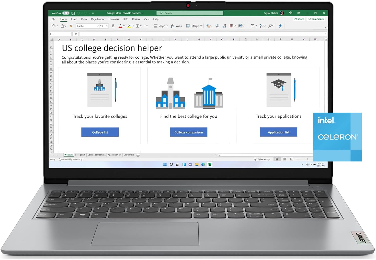 Lenovo IdeaPad 1i - (2023) - Everyday Laptop Computer - Windows 11-15.6" FHD - 4GB Memory - 128GB Storage - Intel Celeron N4500 - Cloud Grey