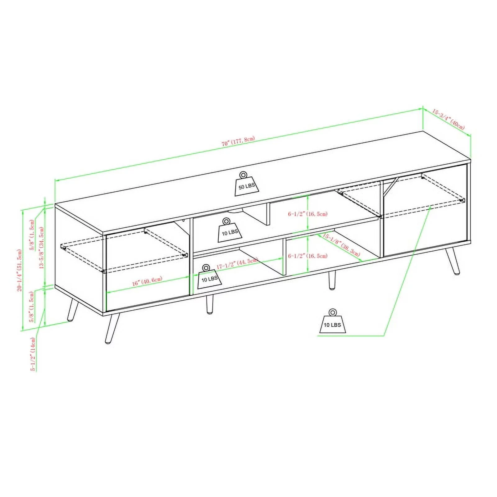 70" MCM Simple Wood TV Stand for TVs up to 80 inches - Dark Walnut
