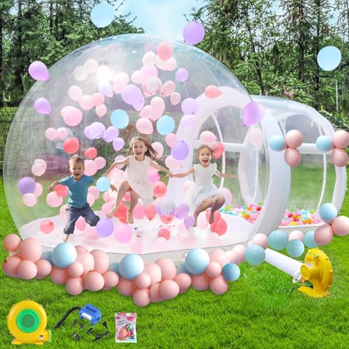 FBSPORT Inflatable Bubble House 10FT, Bubble House Dome Inflatable with 750W Air Blower for Kids and Adults Includes 100 Balloons