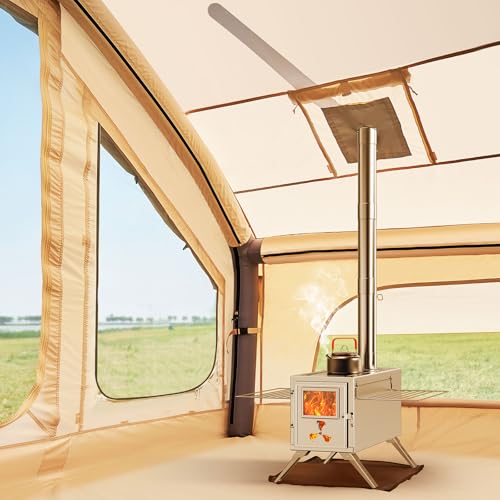 Inflatable Tents for Camping, Blow Up Tent with Hand Pump, Easy Setup Inflatable Hot Tent with Stove Jack