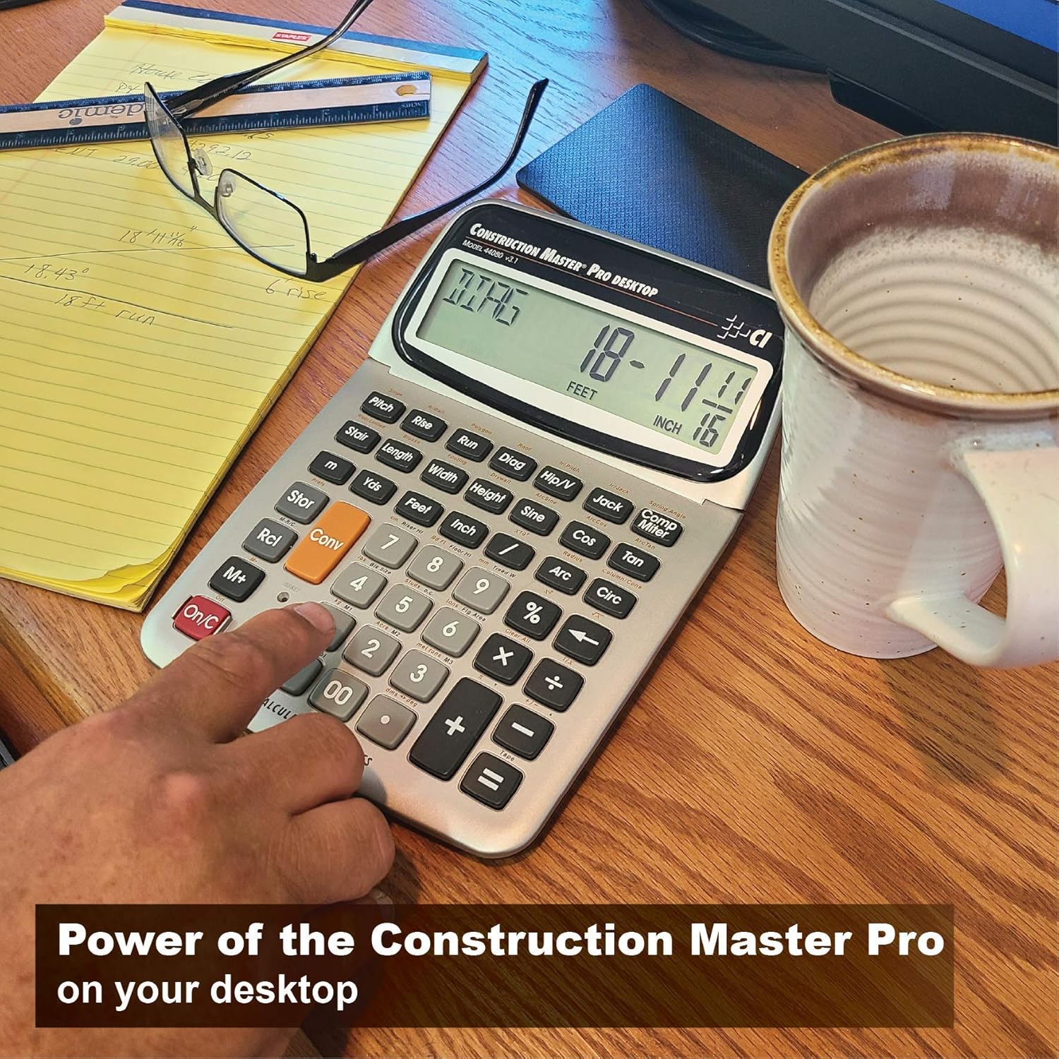 Calculated Industries 44080 Construction Master Pro-Desktop Advanced Construction Math Feet-Inch-Fraction Calculator with Trig Tool for Architects