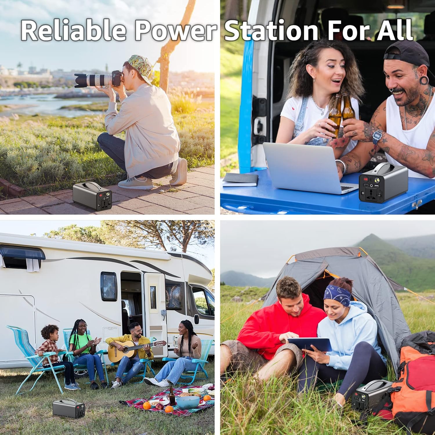 Portable Power Station, Rechargeable Back up Generators for Home use, 150WH Camping Battery with Dual 110V/150W AC Outlet