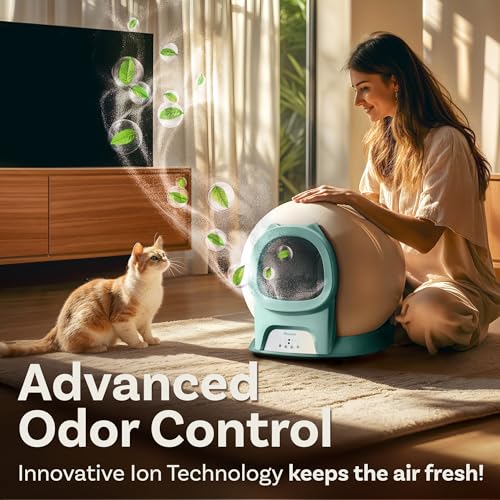 Self Cleaning Litter Box with Auto Safety Sensors for Multiple Cats - Automatic Cat Litter Box Self-Cleaning