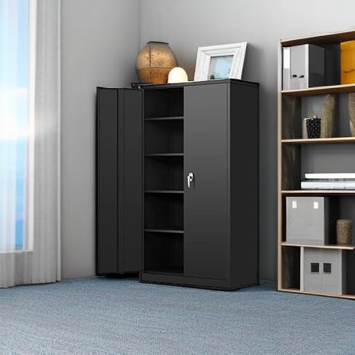 Greenvelly Steel SnapIt Storage Cabinet 72" Locking Metal Garage Storage Cabinet with 4 Adjustable Shelves, 2 Doors and Lock for File, Office, Garage