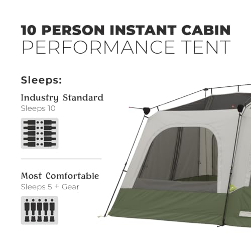 CORE Instant Cabin Tent | Multi Room Tent for Family | Large Pop Up Tent with Organization for Outdoor Camping Accessories | 4 Person / 6 Person / 8
