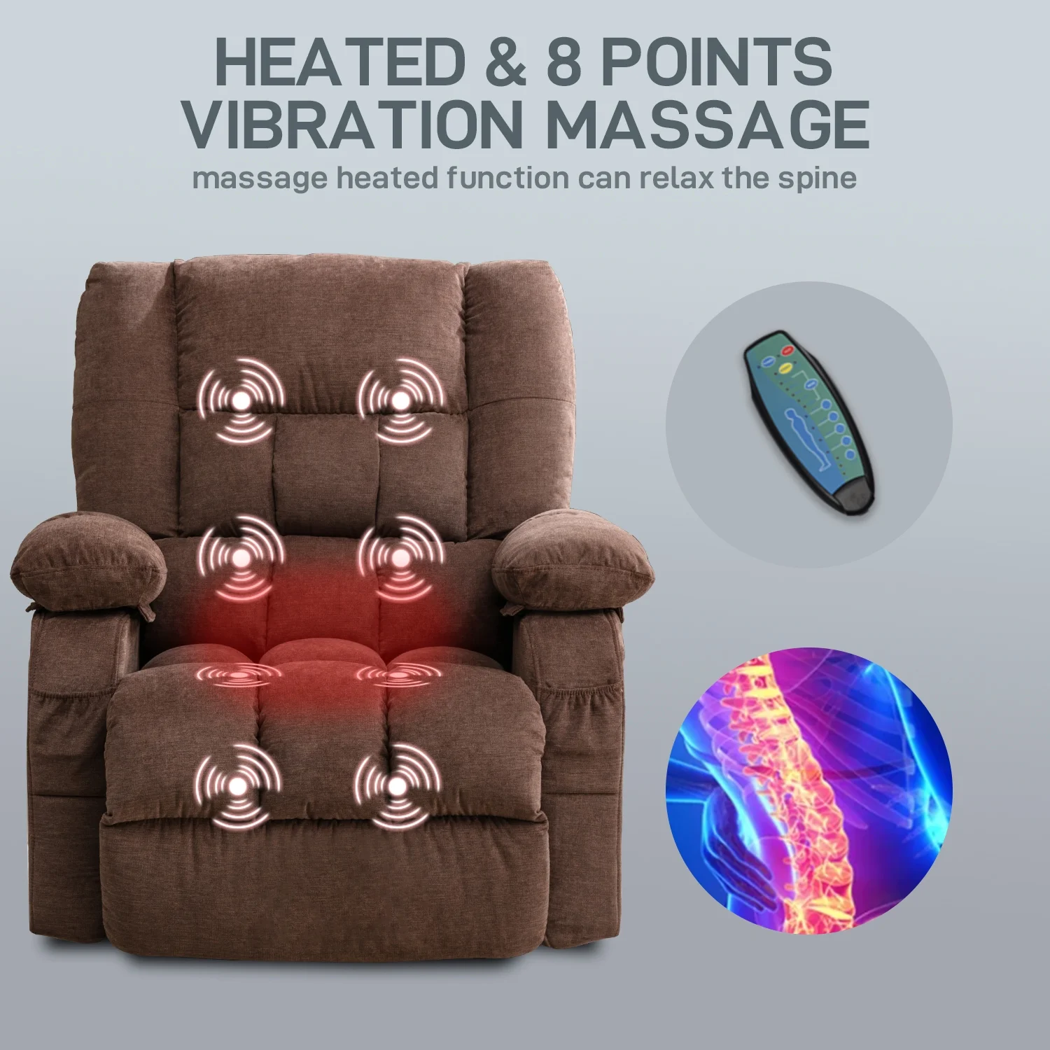 JONPONY Power Lift Recliner Chair Recliners for Elderly with Heat and Massage Recliner Chair for Living Room with Infinite Position and Side Pocket