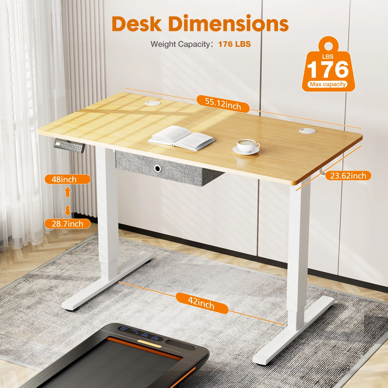 KPUY 55 x 24 Home Office Electric Height Adjustable Desk