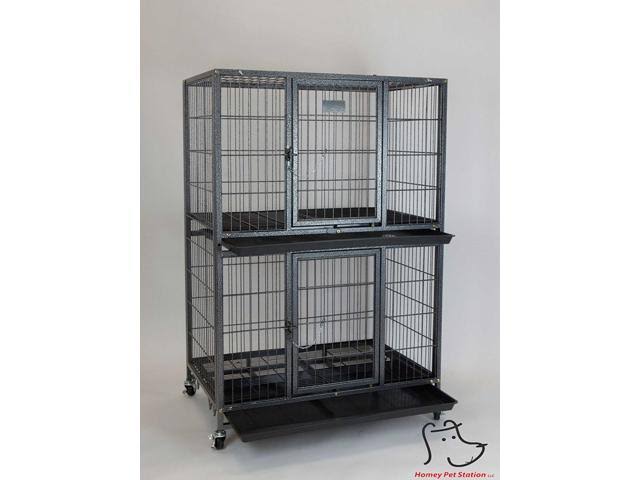 Homey Pet New 31x22 Pet Crate and Durable Plastic Black Tray (Cage)