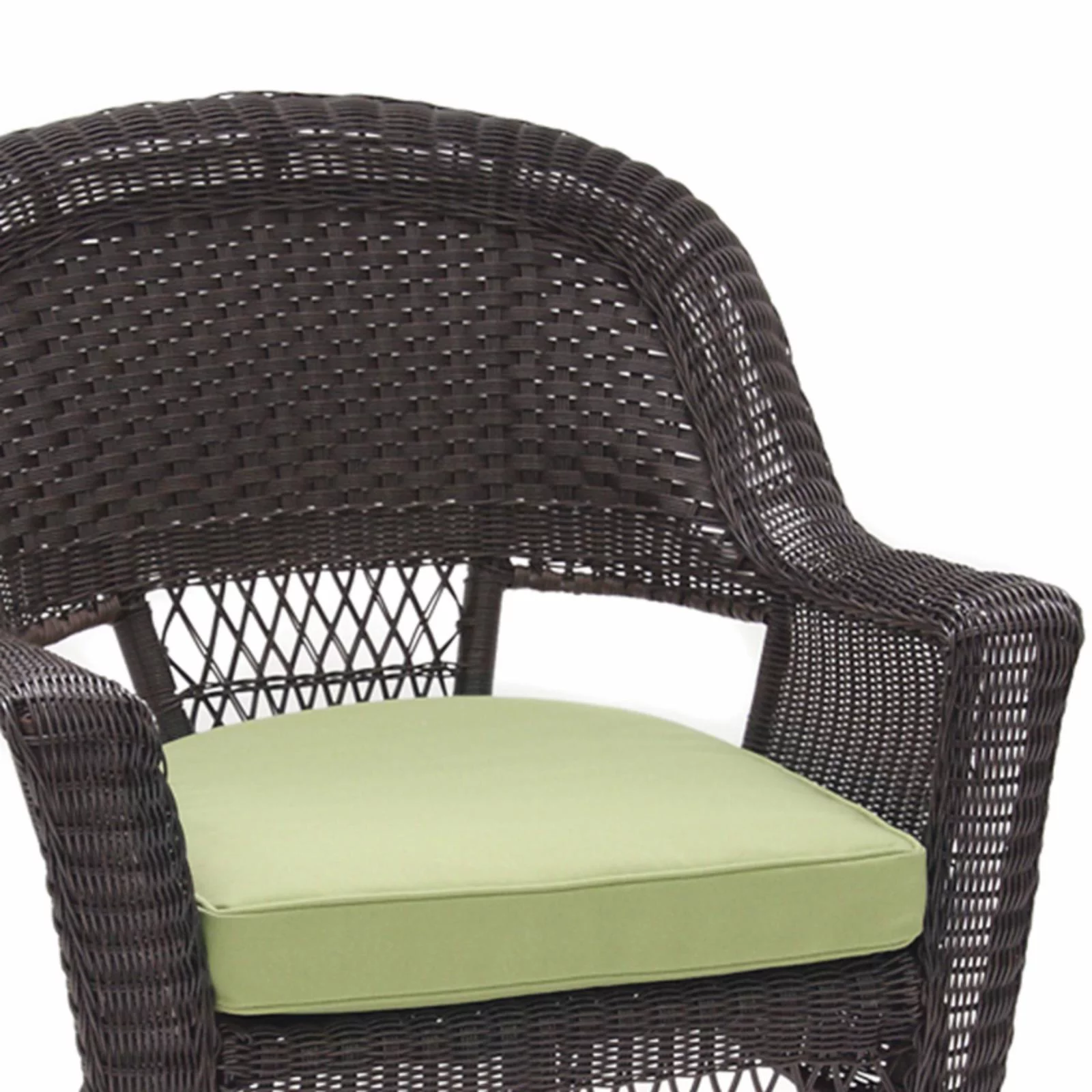 Jeco White Wicker Chair with Green Cushion