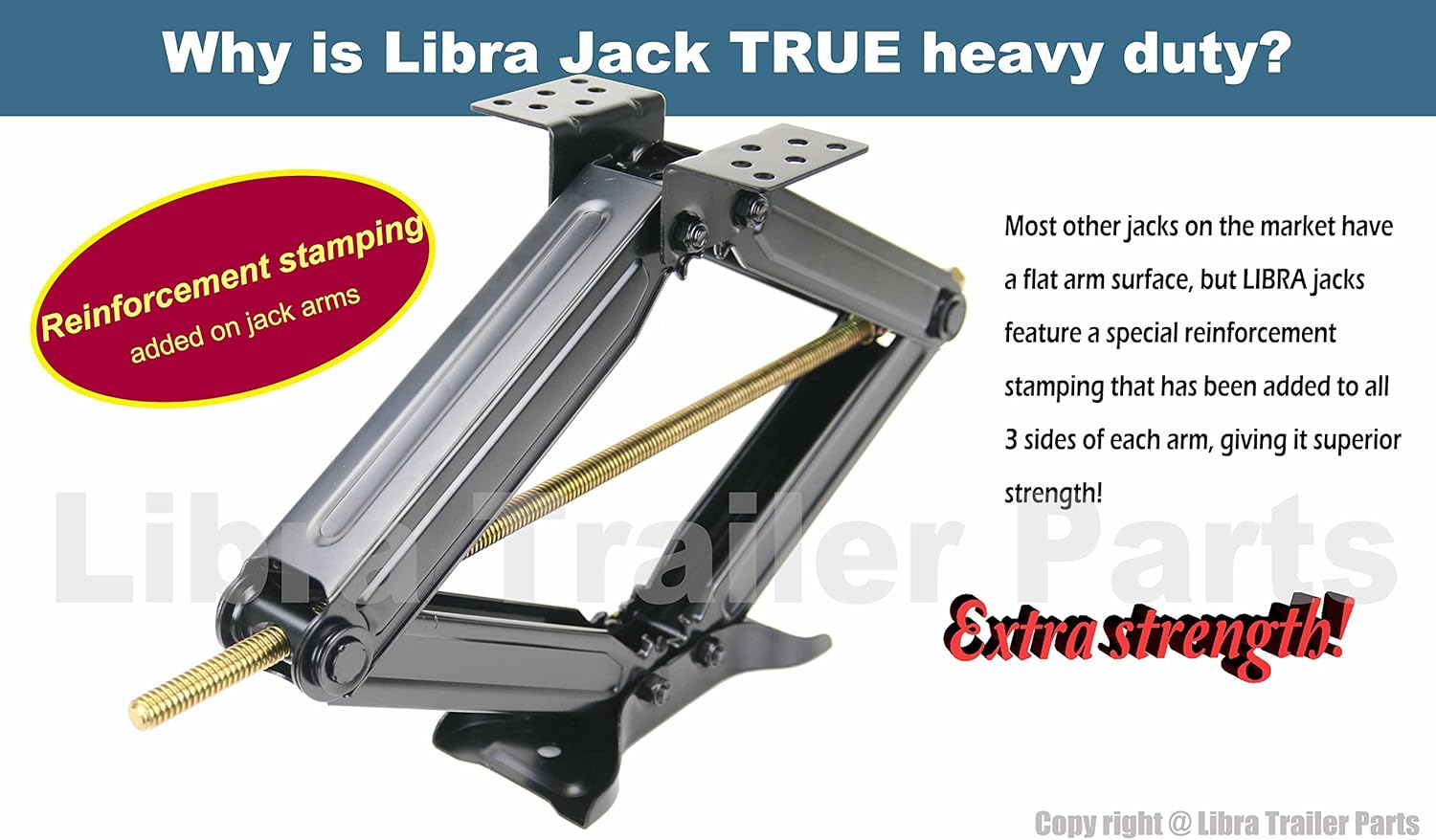 LIBRA Set of 4 6000 lb 24" RV Trailer Stabilizer Leveling Scissor Jacks w/Dual Power Drill Sockets & Complete Set of Mounting Hardware -Model# 26088