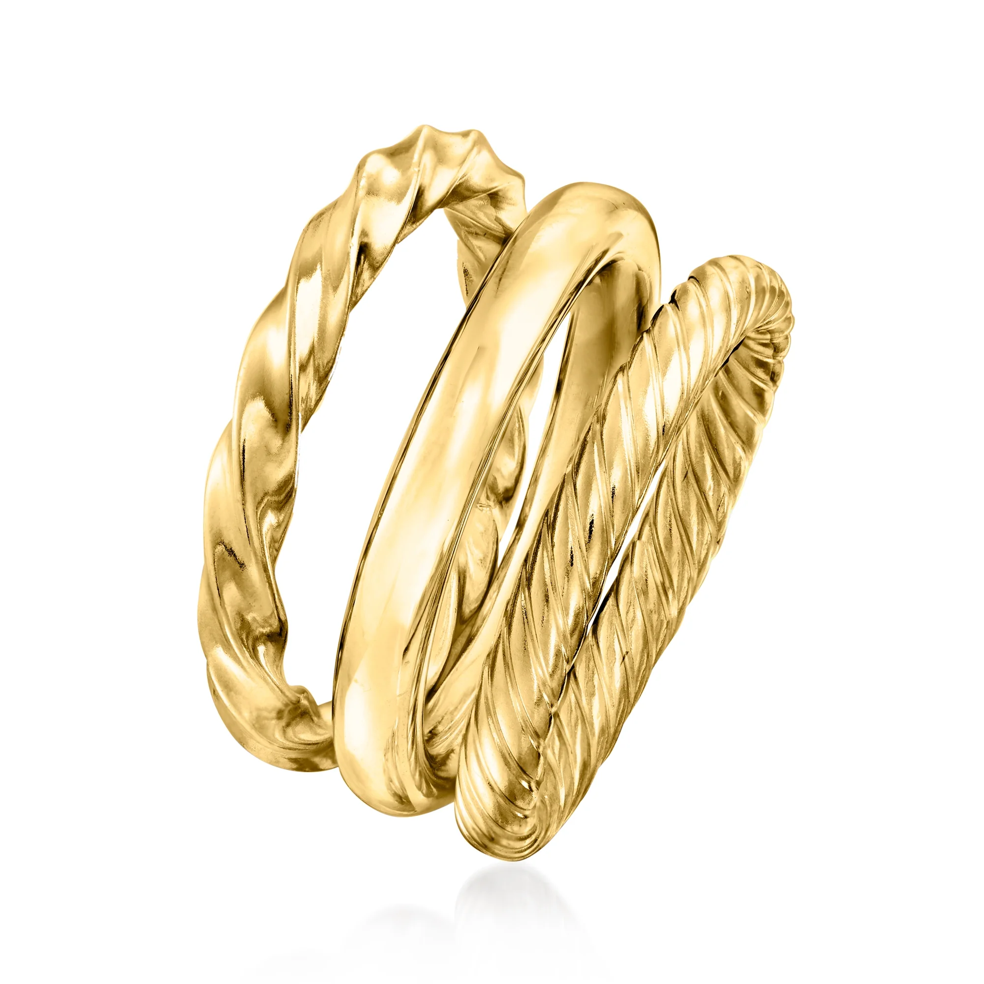 Ross-Simons 18kt Gold Over Sterling Jewelry Set: 3 Polished Rings, Women's, Adult