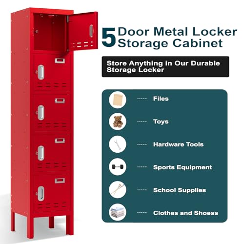 Metal Cabinet Home Office Storage,Lockers,Lockable Employees Metal Locker with Door,54" Height Steel Locker,Lockable Steel Locker for Gym,School,Home
