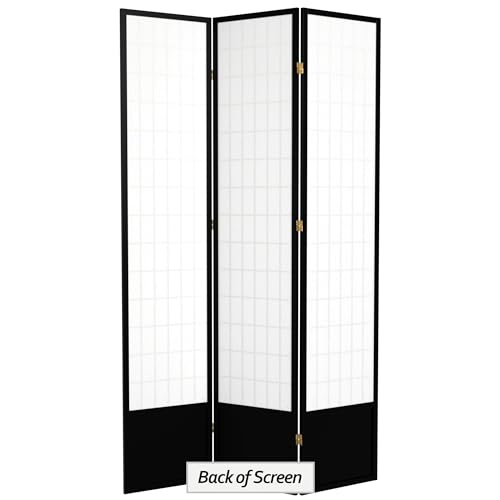 Red Lantern 7 ft. Tall Window Pane Shoji Screen-White-3 Panels Room Divider