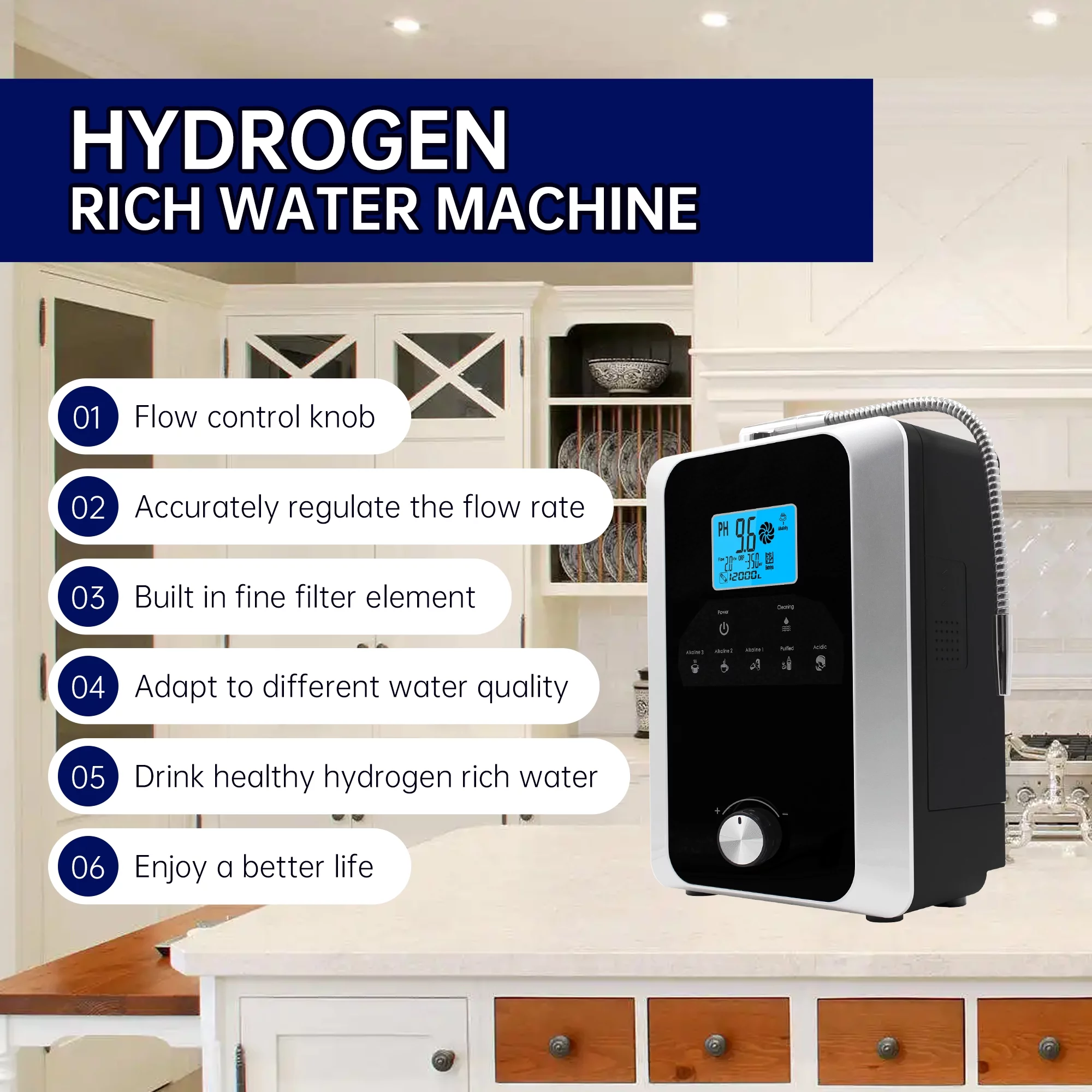 ALKA Water Ionizer and Water Purifier Machine,PH 3-11 Alkaline Acid Water Machine,Up to -800mV ORP, 12000 Liters per Filter,11 Plate Electrode