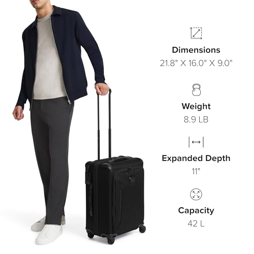 TUMI - Aerotour 4 Wheel Expandable Luggage - Men's and Women's Business and Leisure Travel Suitcase - 21.75" International Expandable Carry-On, Black